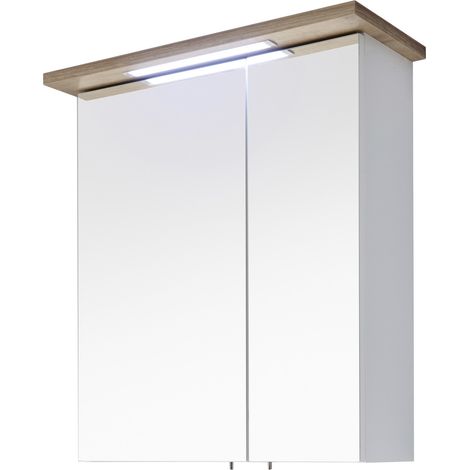 Pelipal Spiegelschrank 84-I mit LED Beleuchtung weiß/eiche 60 x 72 cm