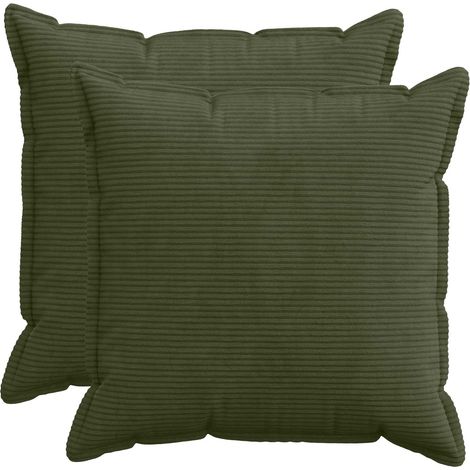 Housse de coussin 2 pc HOUTEN Vert 65 x 65 cm velours côtelé vidaXL (1/5)