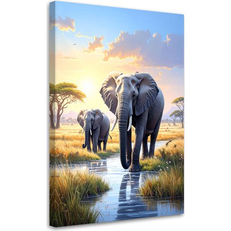 Leinwandbild Elefanten Afrika Savanne Tiere 30x45