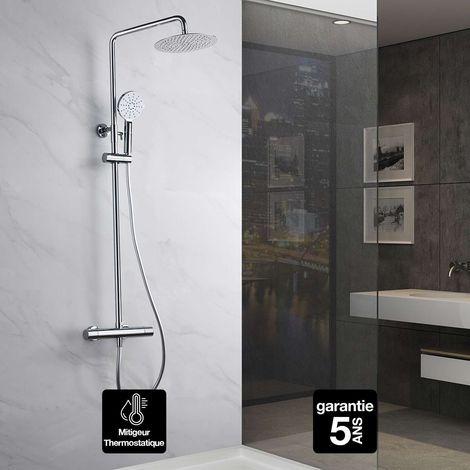 Colonne de Douche anti-calcaire Thermostatique Chrome IMEX AMSTERDAM GTAM015 (1/4)