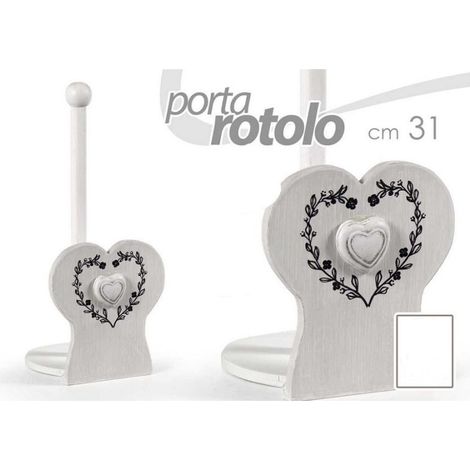 Trade Shop - Portarrollos De Cocina Decoración Corazón 31 Cm Madera Shabby Chic Papel De Mesa 662270 - (1/2)