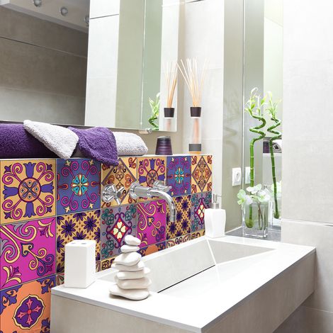 Sticker Mural Carrelage adhésif Cuisine Salle de Bain - 9 STICKERS CARRELAGES AZULEJOS GAVINO - 9stickers10x10cm (1/5)