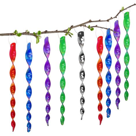 Spirali anti-uccelli, 10 pezzi, spirali repellenti per uccelli, in materiale PS riflettente, 5 colori, repellenti per uccelli riflettenti, per patii, frutteti e giardini (1/5)