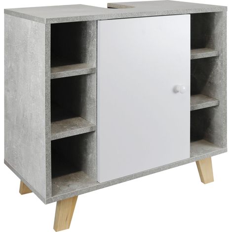 Waschbeckenunterschrank "Martha" marmor optikSeitenfächern 60x30x60cm (1/5)