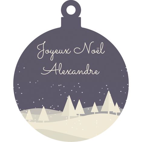 Décoration de Noël en plexiglass personnalisable avec un prénom pour décoration du sapin de Noël - Modèle Forêt violette (1/3)