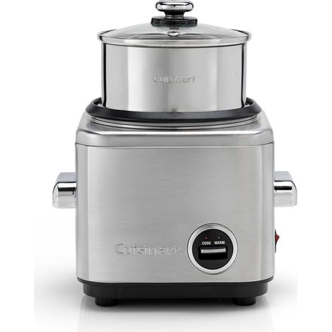 Cuisinart Crc400E Cuociriso Multifunzone, Funzione Di Mantenimento Calore, Recipiente Antiaderente E Cestino In Acciaio Inox Per Cottura A Vapore Inclusi, Argento, ‎22 x 20 x 23 cm 2.1 Kg (1/4)