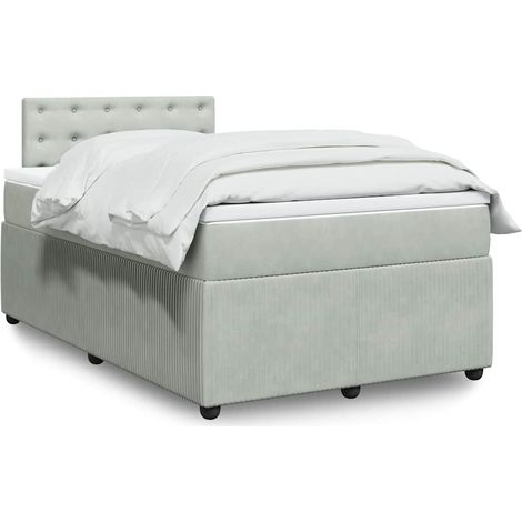 Boxspringbett mit Matratze Hellgrau 120x200 cm Samt (1/5)