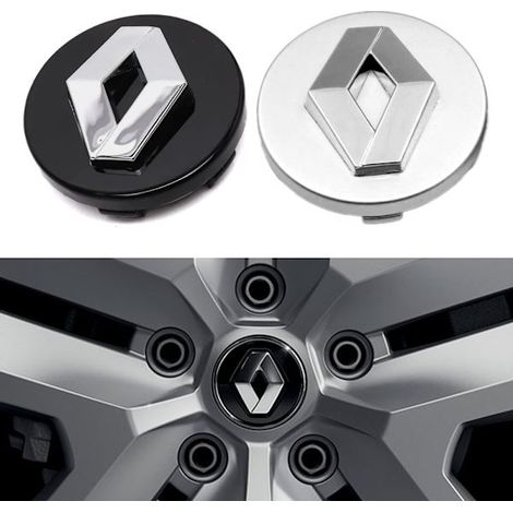 HOXILEELEO - Lot de 4 enjoliveurs centraux Renault / emblèmes de moyeu de roue - Voiture 57 mm - Noir