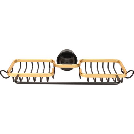 Porte-serviettes double face avec étagère pour robinet, noir et or (1/5)