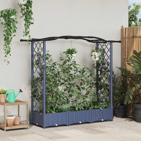 Teenpull – Hochbeet mit Rankgitter und Dach Grau 169 x 40 x 123 cm PP (1/5)