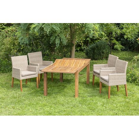 Ranzano Set 5tlg 4 Sessel Tisch 150(200)x90cm Kissen