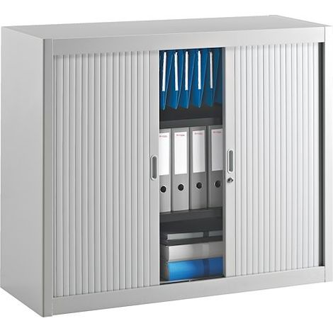 Armoire métal à rideaux démontable Classique H 100 x L 120 cm unicolore - Gris clair - Maxiburo (1/2)