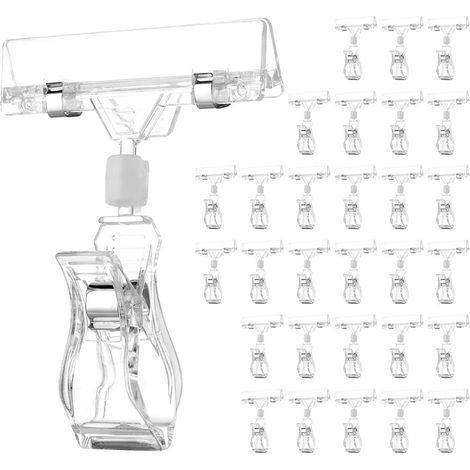 50 clips de plástico giratorios, soportes giratorios para etiquetas de precio, clips para exhibición de mercancía, clips transparentes para etiquetas de precio para tarjetas, base para etiquetas de pa (1/5)