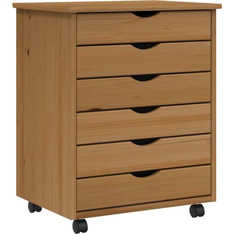 Meubles de Rangement,Armoire roulante avec tiroirs MOSS bois de pin marron miel CFW997516 (1/5)