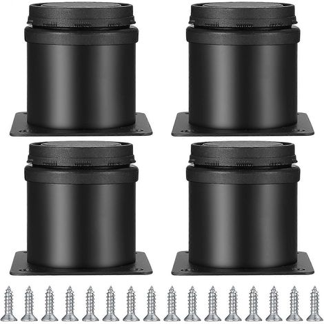 Höhenverstellbare Schrankbeine, 4 Stück, schwarz, 50 x 60 mm, Edelstahl, für Möbel und Schränke, höhenverstellbar 0–15 mm, für Couchtische, Schreibtische und Zweisitzer.