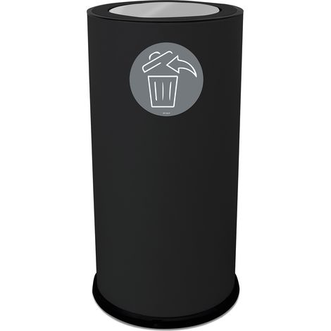 Pattumiera Per Raccolta Differenziata Ø35xh72 cm In Acciaio Verniciato con Coperchio Basculante Nero (1/2)