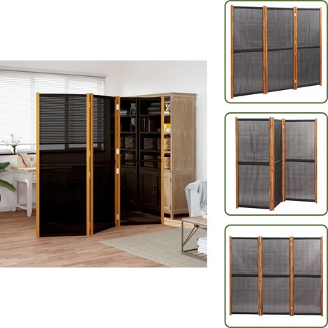 The Living Store Cloison de séparation 3 panneaux Noir 210x180 cm - Cloison extérieure (1/5)