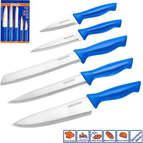 Ensemble de 5 couteaux de cuisine WADFOW, en acier inoxydable, 8", 5" et 3,5".