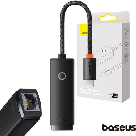 Adaptador de red USB-C a RJ45 de la serie Baseus Lite (negro)
