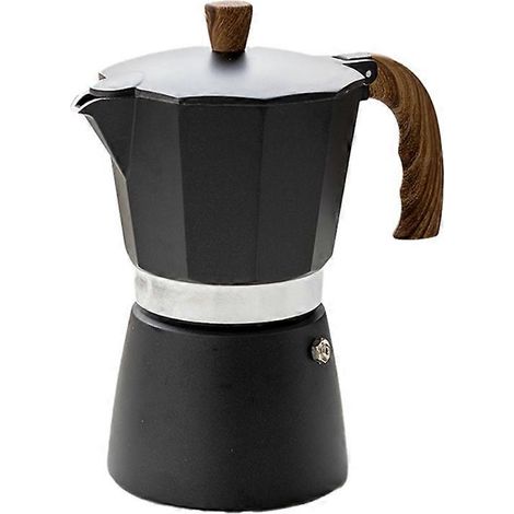 Cafetière italienne 3 tasses, cafetière cubaine, outil pour la maison et le bureau (150 ml, noire) (1/5)