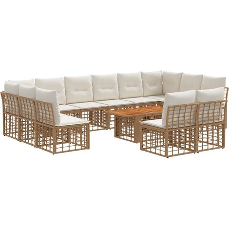 Gartensofa-set 13 stk. Natürlich und Cremweiß Poly-Rattan vidaXL (1/5)