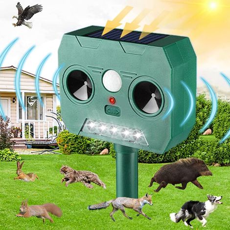 1 répulsif à ultrasons solaire pour souris, répulsif d'extérieur étanche pour souris avec deux haut-parleurs, idéal pour le jardin (1/5)