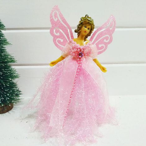 Ornement De Noël - Ange Et Fée En Feutre Doux - Détails Roses - Décoration Pour Arbre De Noël - 1 Pièce (1/5)