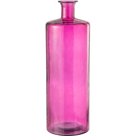 Vase bouteille en verre rose élégant pour une touche design - Rose intense translucide (1/3)
