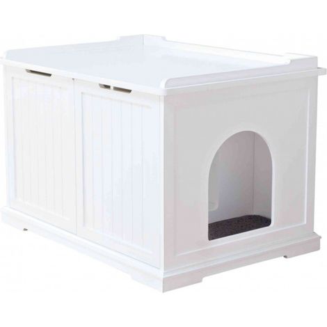 Cat house XL per nascondere la cassetta igienica 75×51×53cm, bianco (1/5)
