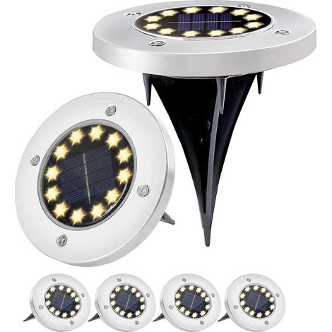 Set mit 6 wasserdichten 12-LED-Solar-Bodenleuchten für Garten, Terrasse, Einfahrt, Gehweg und Balkon