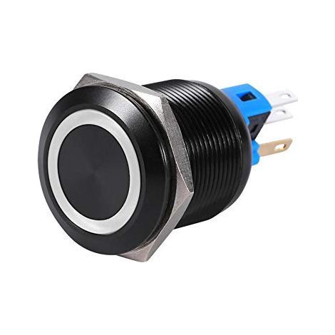 Interrupteur à bouton-poussoir LED Keenso, 22 mm, 12 V-24 V, étanche, autobloquant (blanc) (1/5)
