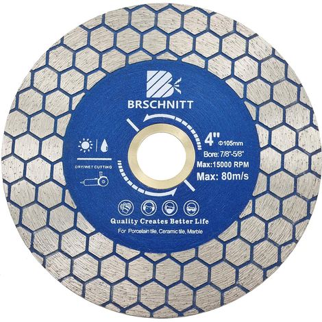 1 - Disque Diamant - Lame De Scie - Double Face Pour Porcelaine Et Marbre - Coupe À Sec Ou Humide - Gris - 10,5x2,5cm (1/5)