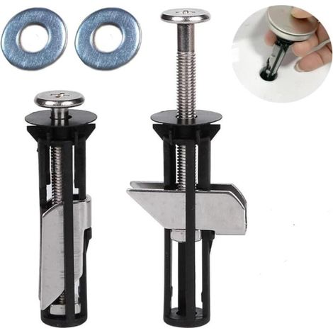 Lot de 2 boulons de siège de toilette universels longs en acier inoxydable, accessoires d'entretien pour couvercle de toilette, facile à installer (1/5)