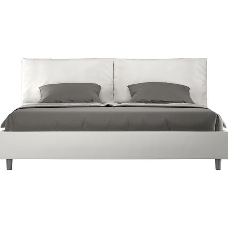 Letto Matrimoniale King Size 200x210 cm con Rete Imbottito in Similpelle Antea Large Bianco (1/5)