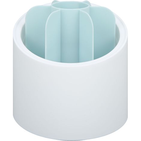 Drehbarer Stiftehalter mit 7 Fächern, 360° verstellbar, Schreibtischaufbewahrung mit rutschfester Matte, blau (1/5)