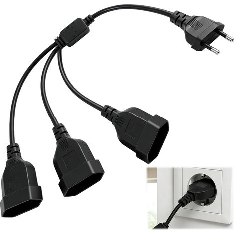 Câble D’extension Électrique 30 Cm Avec Prise 3 En 1 Rallonge Type C Mâle Avec Connecteur Européen EU – Parfait Pour TV, Ordinateur, Moniteur Et Vidéoprojecteur Design Flexible Pour Espaces Restreints (1/5)