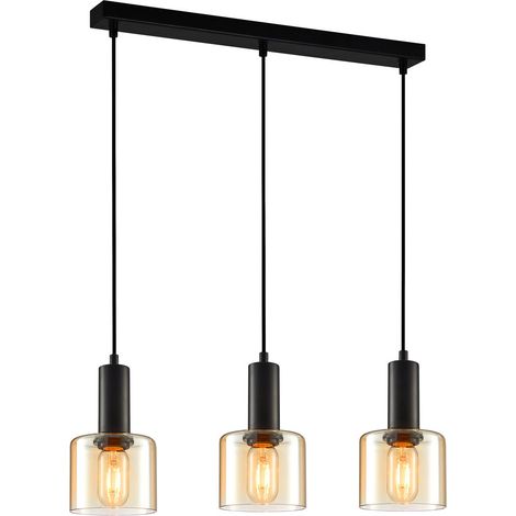 Lámpara colgante Santia 3 E27 negra Italux PND-65342-3-BK+AMB (1/2)
