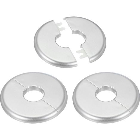 Split Wall Cover Plate 0.93"/23.5mm, 3Pcs ABS Round Self Adhesive Plate Escutcheon Cover Attachment for Tap Decoration, Silver (1/5)