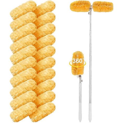 6 Ft Extendable télescopique plumeau manche avec 20 recharges, 360° Electrostatic microfibre plumeau pour Ceilings, Fans (1/5)