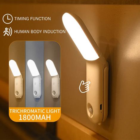 Veilleuse LED rechargeable en osier, avec détecteur de mouvement et fixation magnétique, idéale pour les chambres, les tables de chevet, les salons et les environnements chaleureux.-AquaForge (1/5)