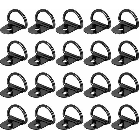 Anneaux D'arrimage à Anneau en D 20 Pièces Anneau d'Arrimage en Acier Inoxydable Anneaux Arrimage pour Remorques Machinerie Lourde Outils Électriques Camping 36x25mm Noir