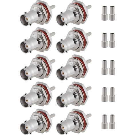 10 PCS BNC Connecteurs 50 Ohm BNC Femelle Connecteur à Sertir pour RG316 RG174 Câble Coaxial RF (1/5)