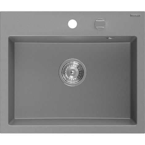 Mexen Oscar lavello in granito 1-vasca 580 x 490 mm, grigio, sifone cromato - 6519581000-71 (1/5)