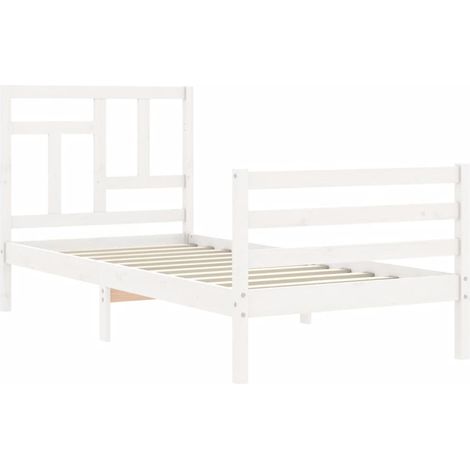 Bed Frame without Mattress White Single Solid Wood vidaXL (1/4)