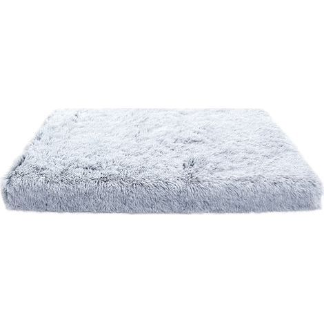 Coussin carré en peluche gris et blanc 40 x 30 x 5 cm pour chien et chat, coussin doux en peluche pour chien et chat, couchage profond, 1 pièce (1/5)