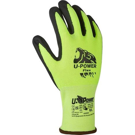 Guanti da Lavoro UPower Flex Verde Fluo/Nero - UG00005 - size 9