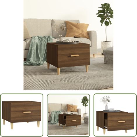 The Living Store Table basse Chêne marron 50x50x40 cm Bois d'ingénierie - Table Basse - Meuble Salon - Table D'appoint - Table Côté Canapé - Design Minimaliste (1/5)