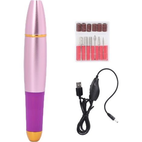 Perceuse électrique à ongles rechargeable USB, lime à ongles portable pour salon de manucure, rose (1/5)