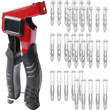 Kit Cheville Molly avec Pince: Jeu de Pinces à Goupilles Creuses avec 34 Vis D'Expansion, Pince D'Installation pour Kit D'Ancrage pour Mur Creux, Convient à M4/M5/M6 (1/5)