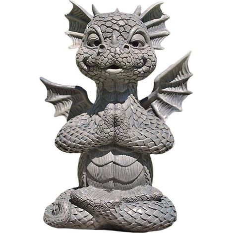 Statue de dragon zen en résine, décoration d'intérieur et extérieure, sculpture d'art pour jardin, terrasse, porche, patio et pelouse, ornement de yoga bouddhique (1/5)